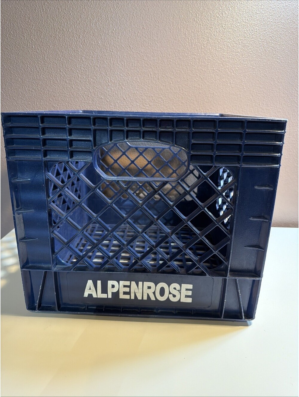 Vintage Blue Alpenrose Dairy Farms Milk Crate 13"x13"x11"